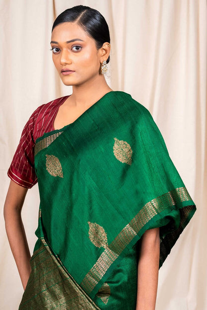 Pink Tussar Silk Handwoven Banaras Saree