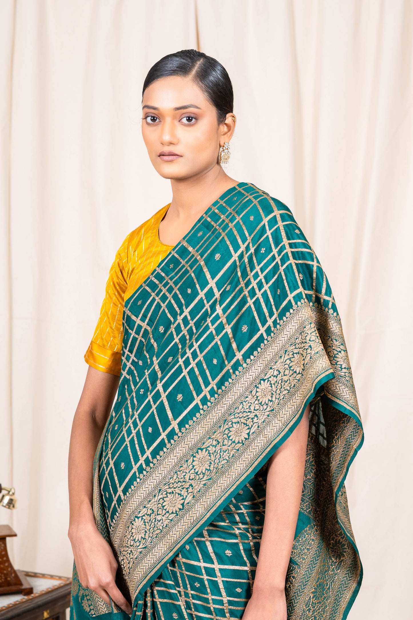 Bottle Green Banarasee Handwoven Saree