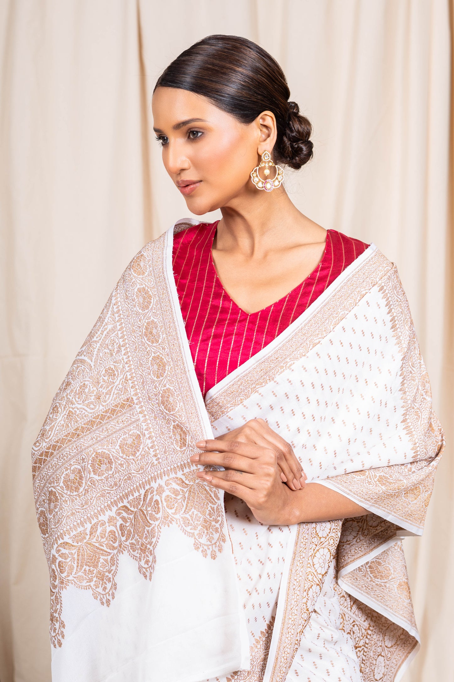 Off White Banarasee Handwoven Saree