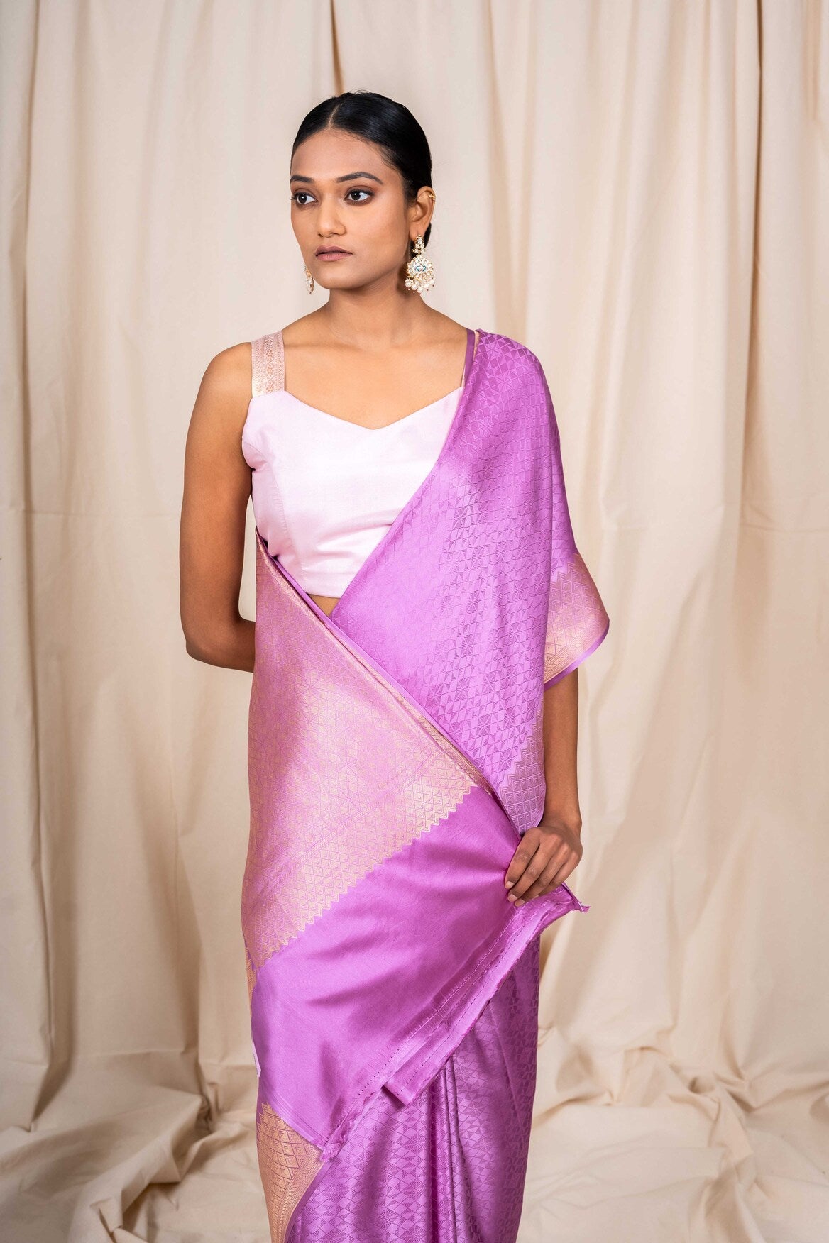 Lavender Mashru Satin Handwoven Banarasee Saree