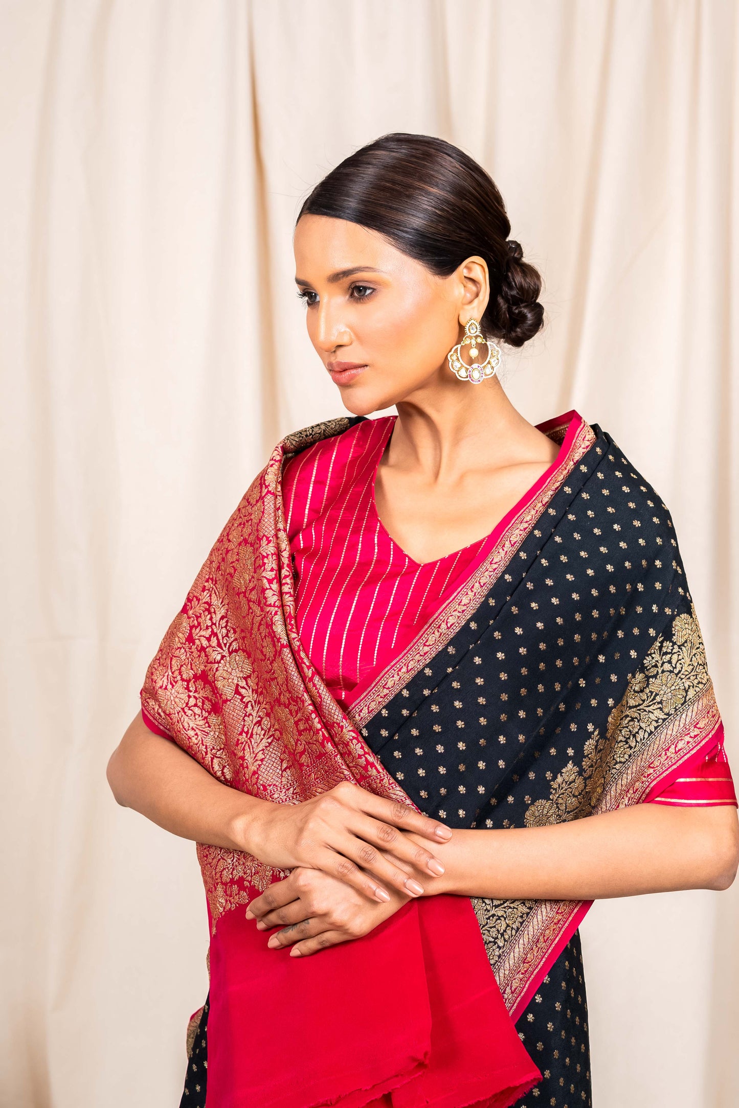 Black Crepe Silk Handwoven Banarasee Saree