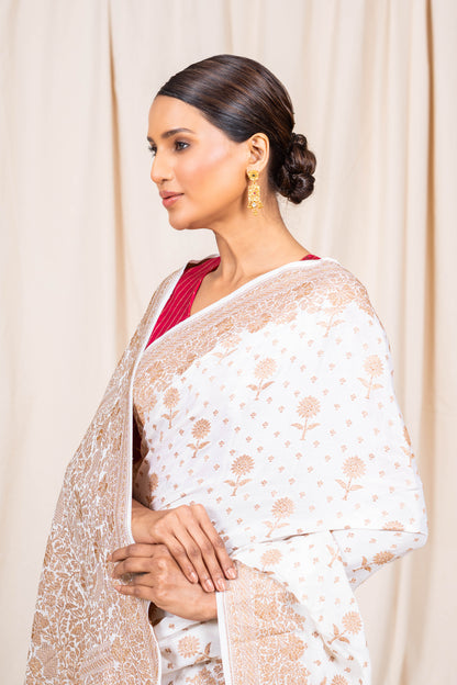 Off White Banarasee Handwoven Saree
