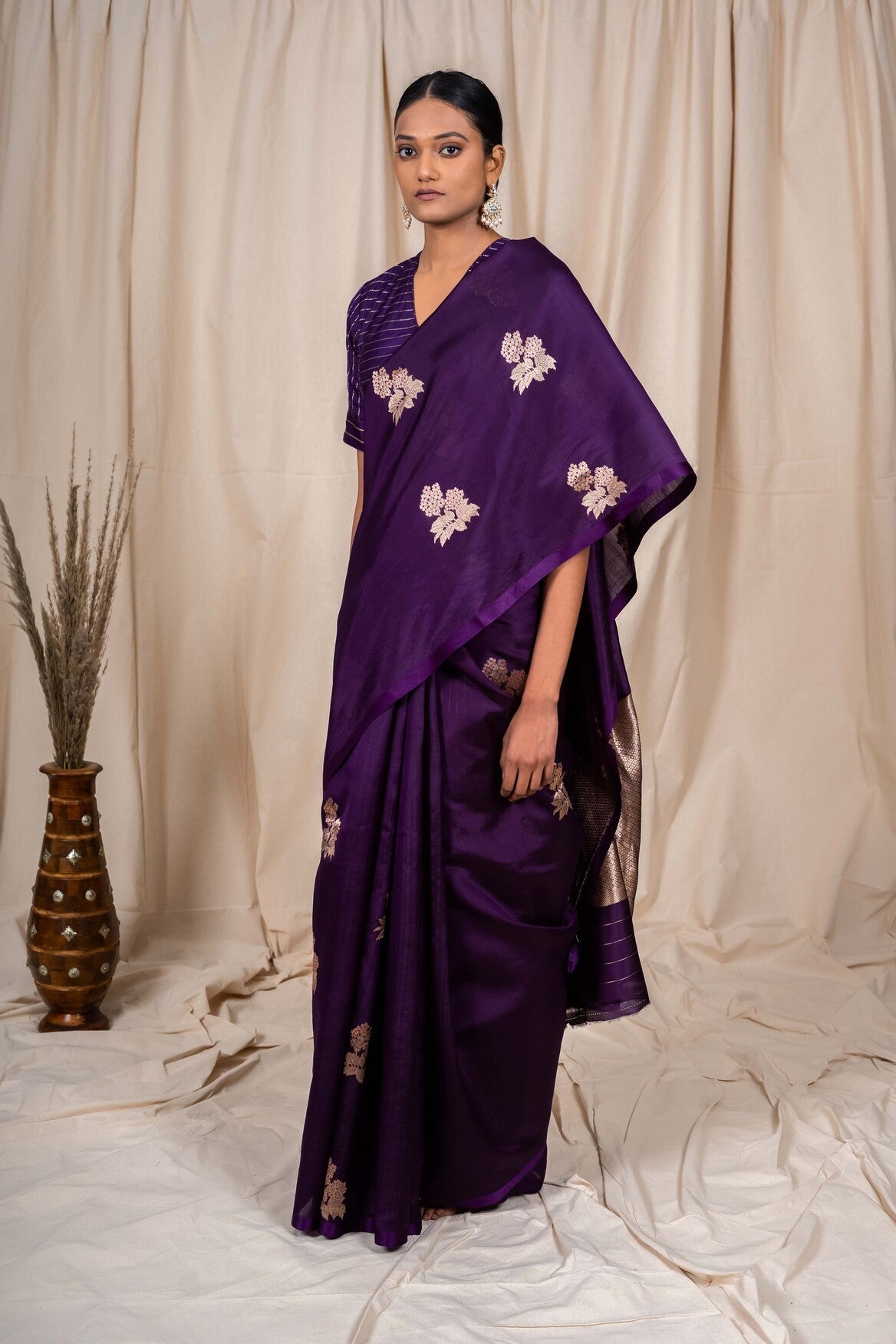 Purple Soft Silk Handwoven Banaras Saree