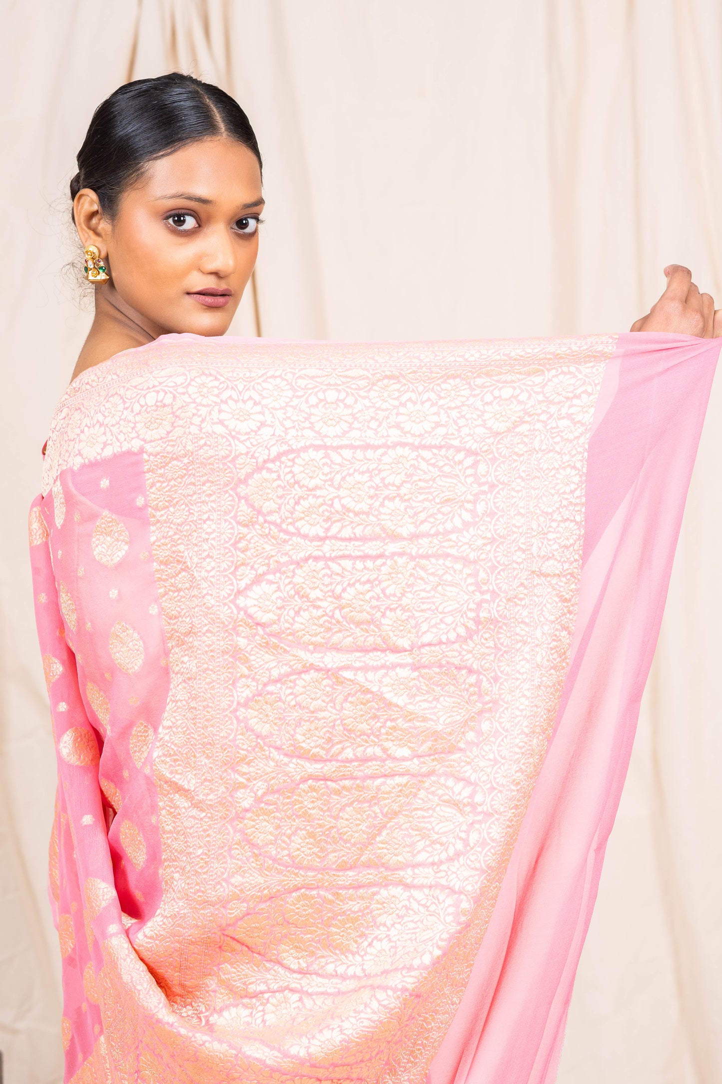 Pink Khaddi Georgette Banarasi Saree