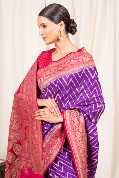 Purple Banarasee Handwoven Saree