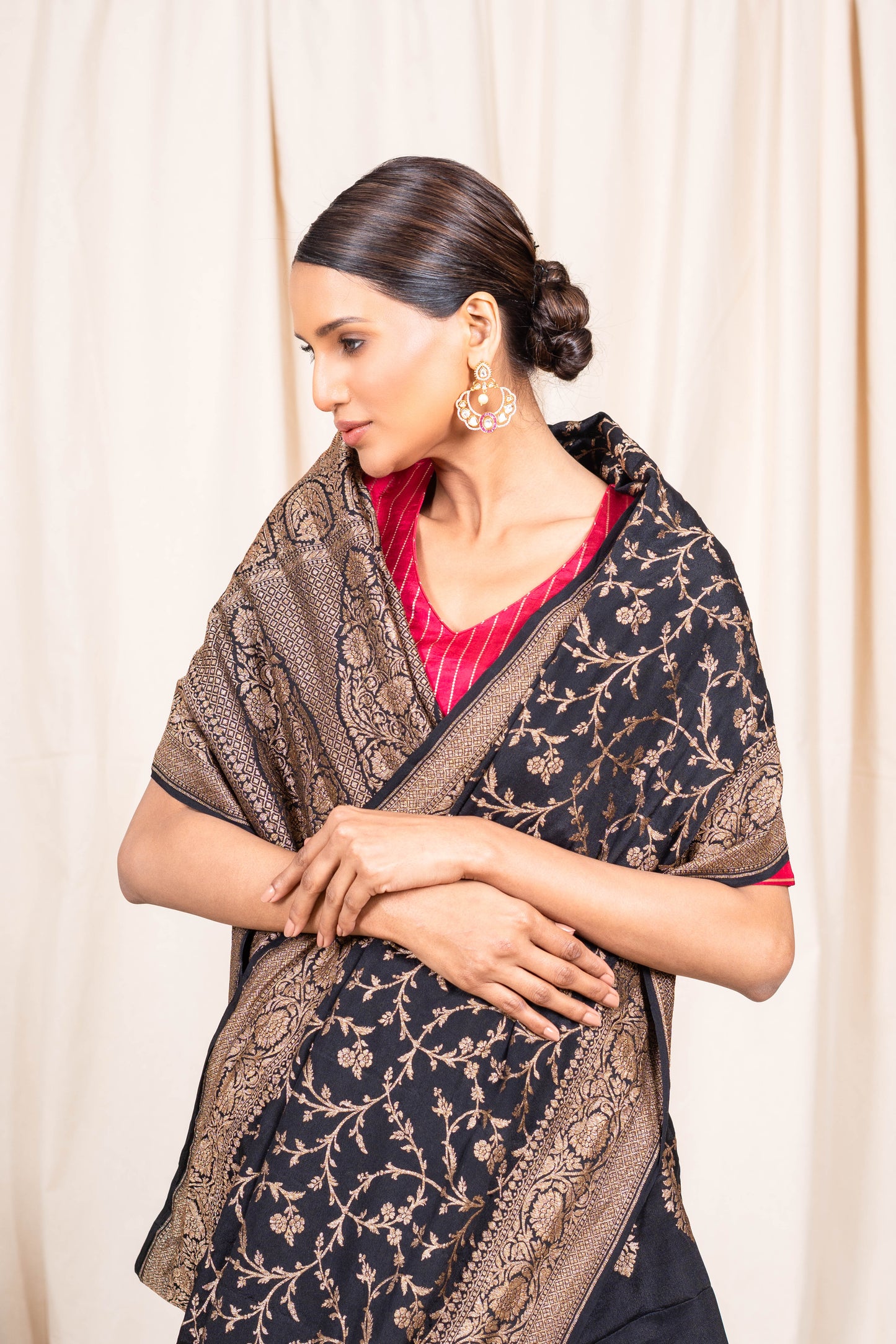 Black Banarasee Handwoven Saree