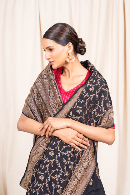 Black Banarasee Handwoven Saree