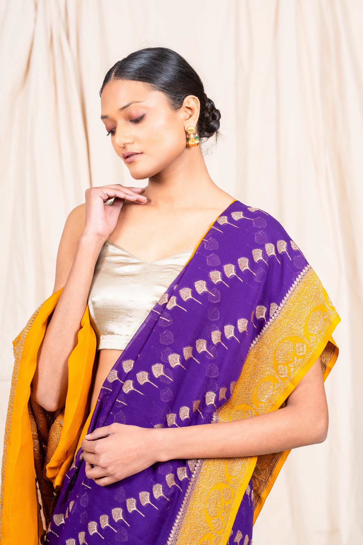 Purple Khaddi Georgette Banarasi Saree