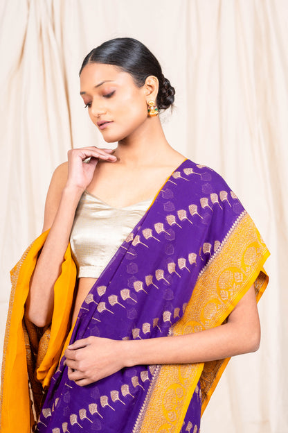 Purple Khaddi Georgette Banarasi Saree