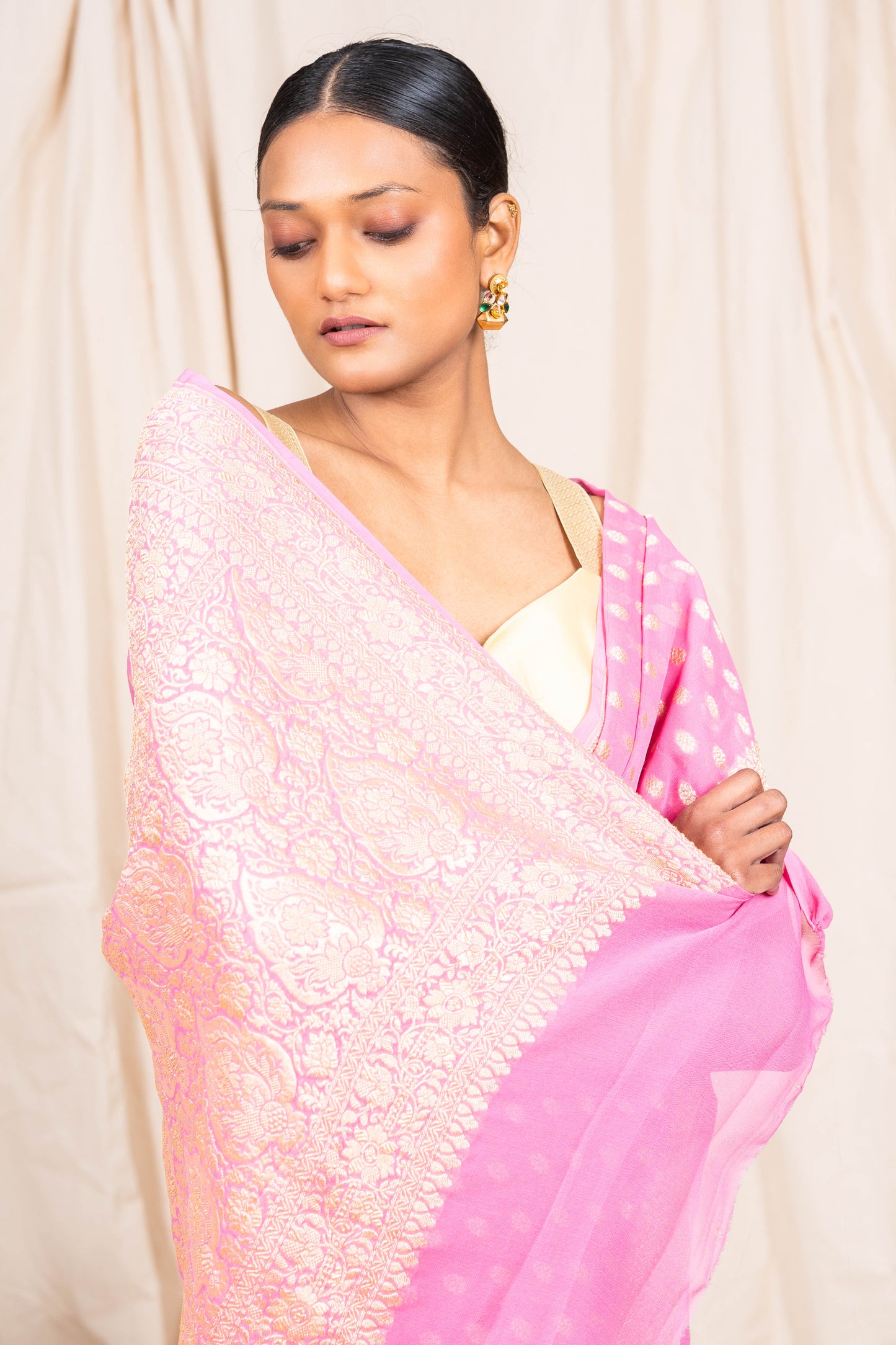 Pink Khaddi Georgette Banarasi Saree