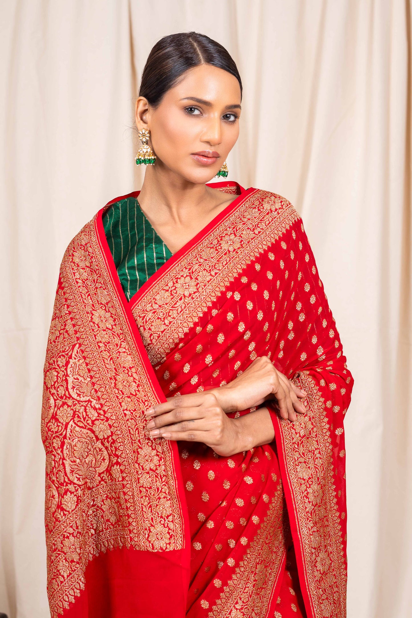 Red Khaddi Georgette Handwoven Banarasee Saree