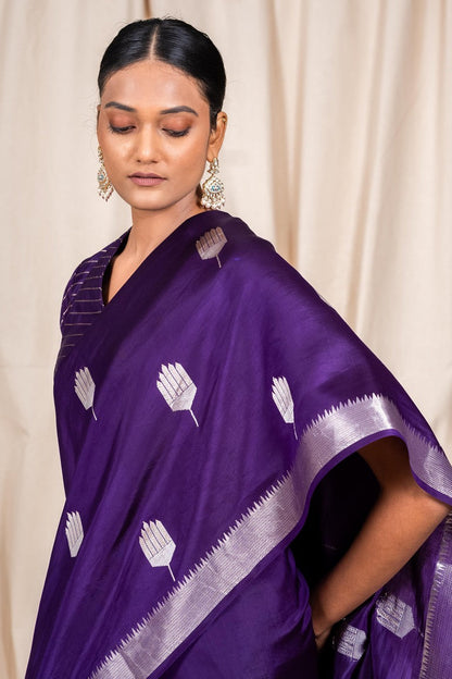 Purple Soft Silk Handwoven Banaras Saree