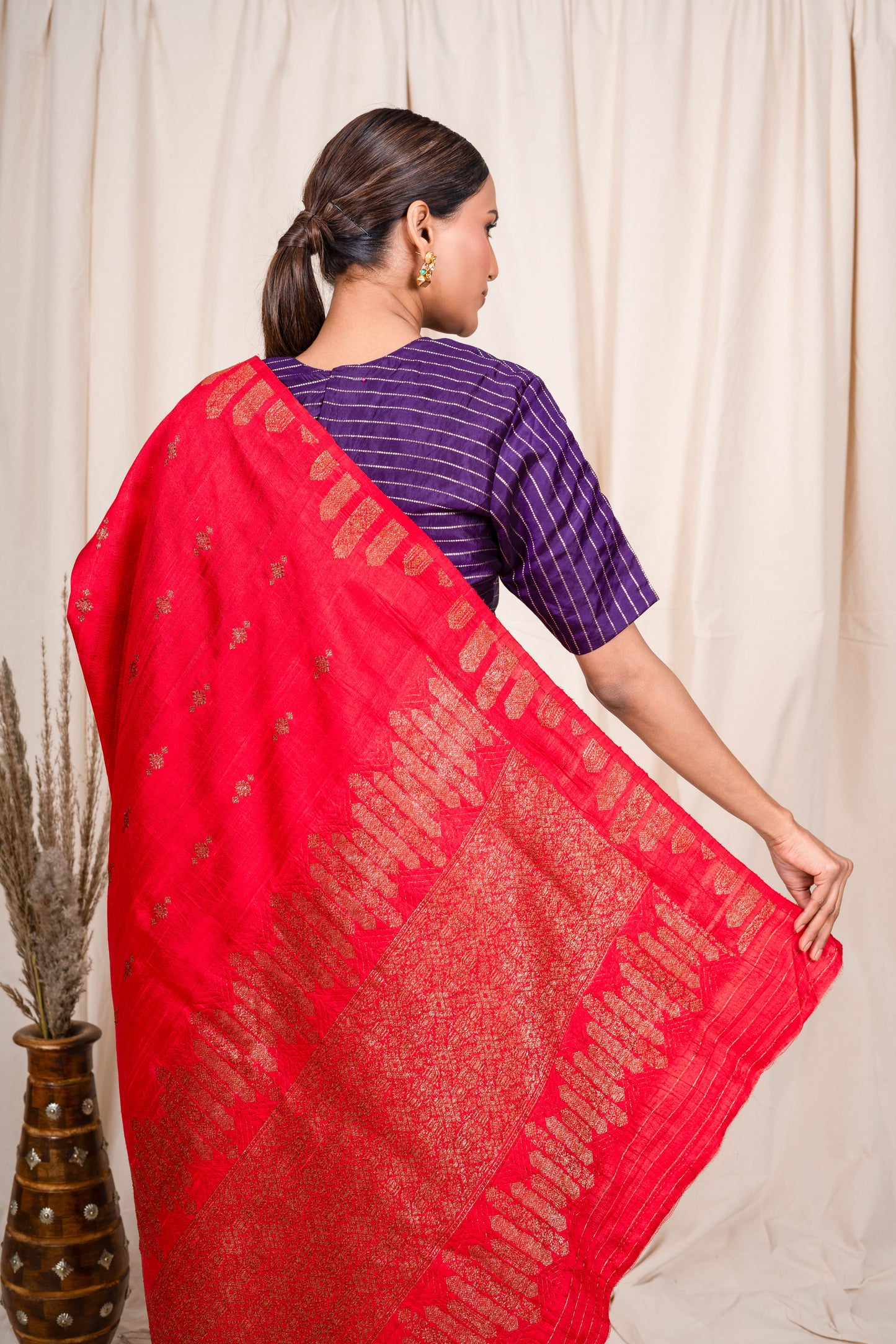 Red Raw Silk Handwoven Banarasee Saree