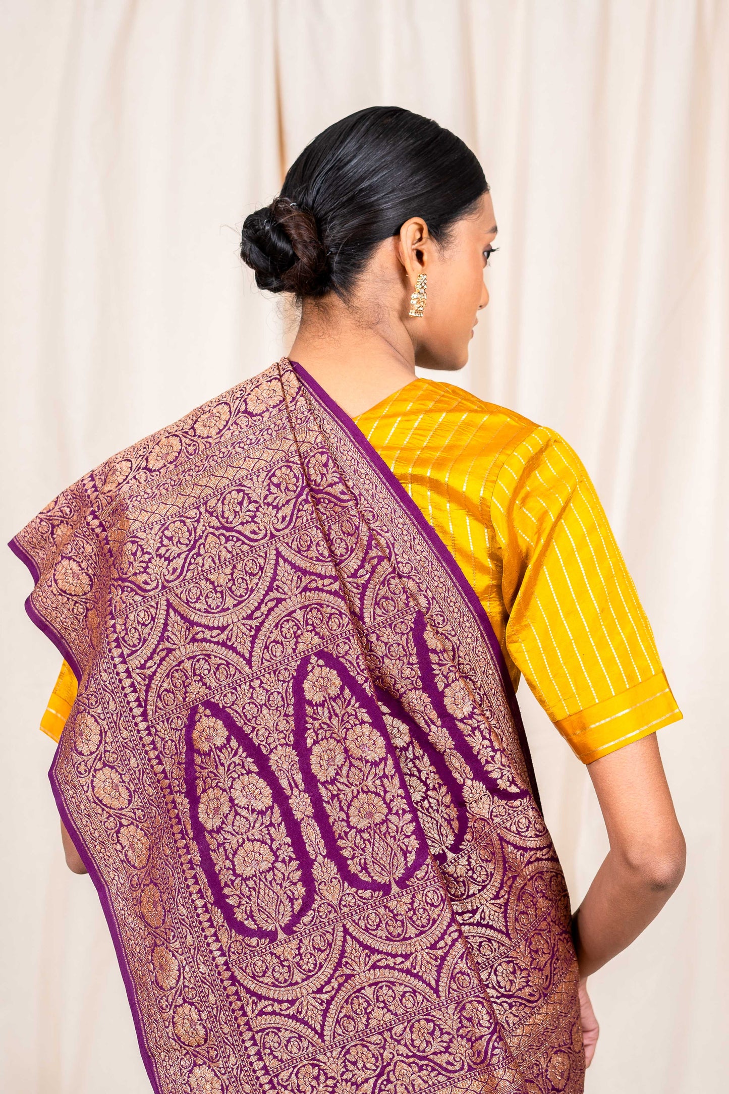 Purple Crepe Silk Handwoven Banarasee Saree