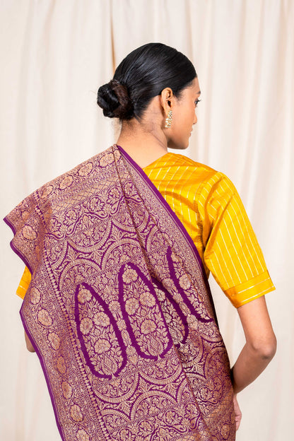 Purple Crepe Silk Handwoven Banarasee Saree