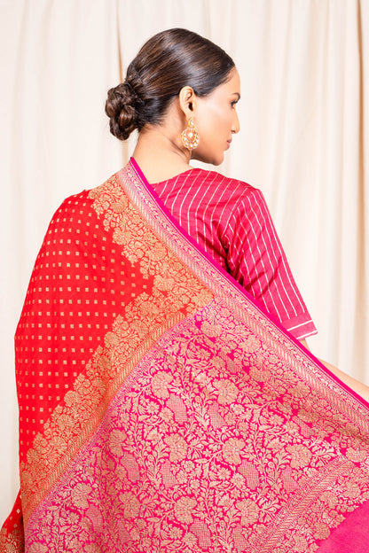 Red Banarasee Handwoven Saree