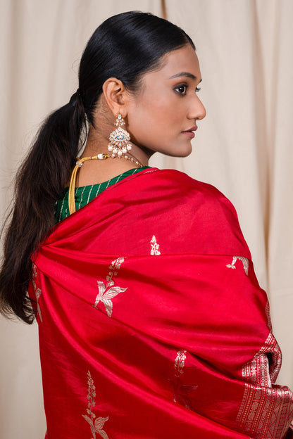 Red Soft Silk Handwoven Banarasee Saree