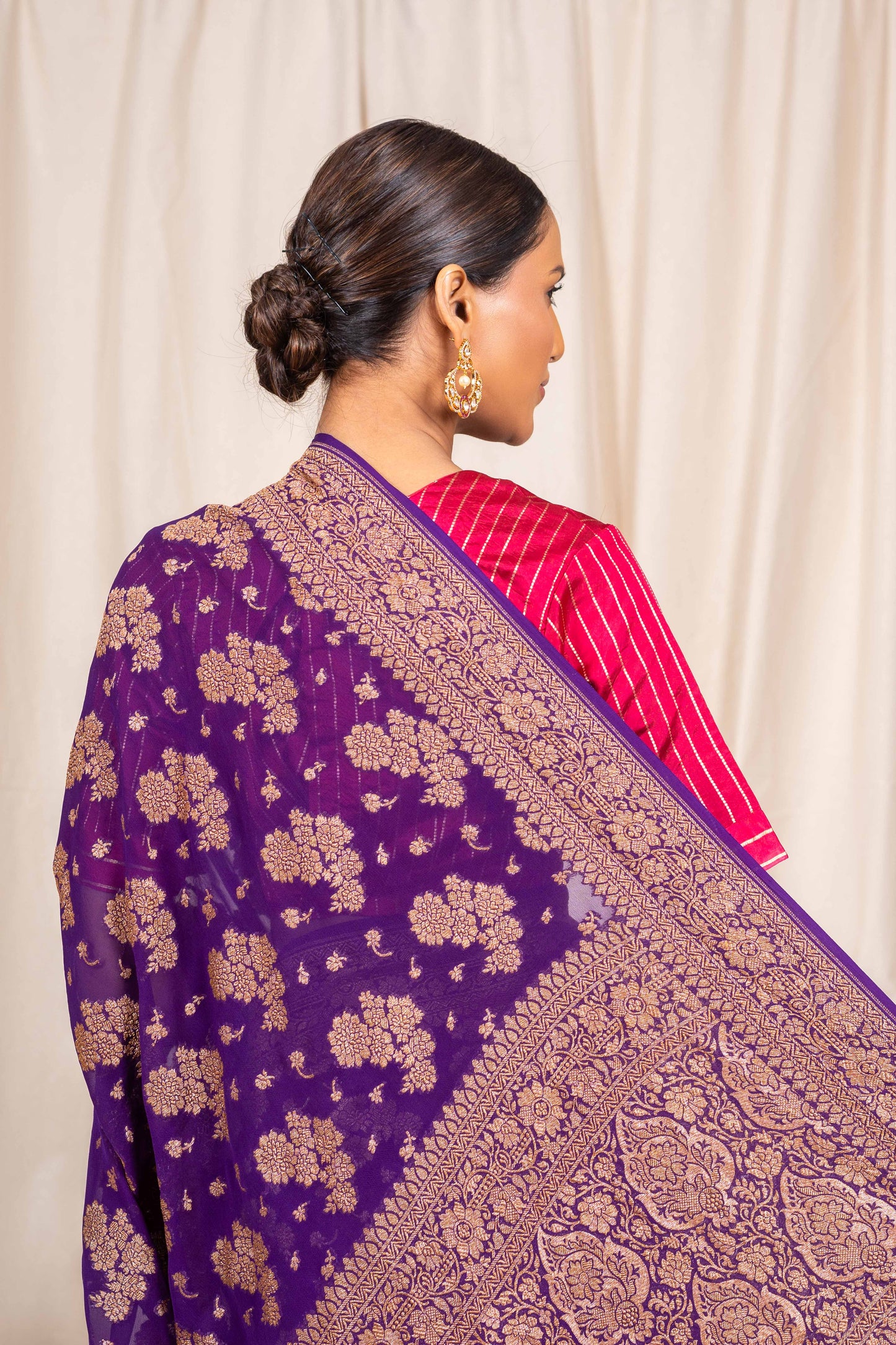 Purple Khaddi Georgette Handwoven Banarasee Saree