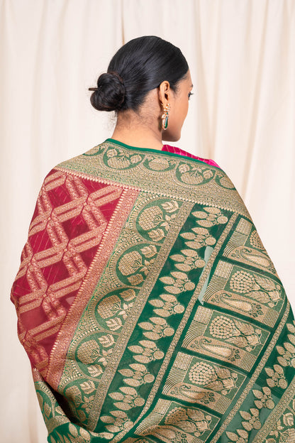 Brown Khaddi Georgette Banarasi Saree