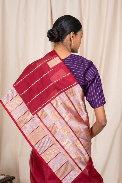 Brown Organza Handwoven Banaras Saree