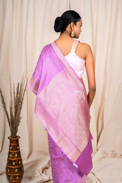 Lavender Mashru Satin Handwoven Banarasee Saree
