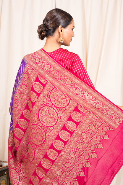 Purple Banarasee Handwoven Saree