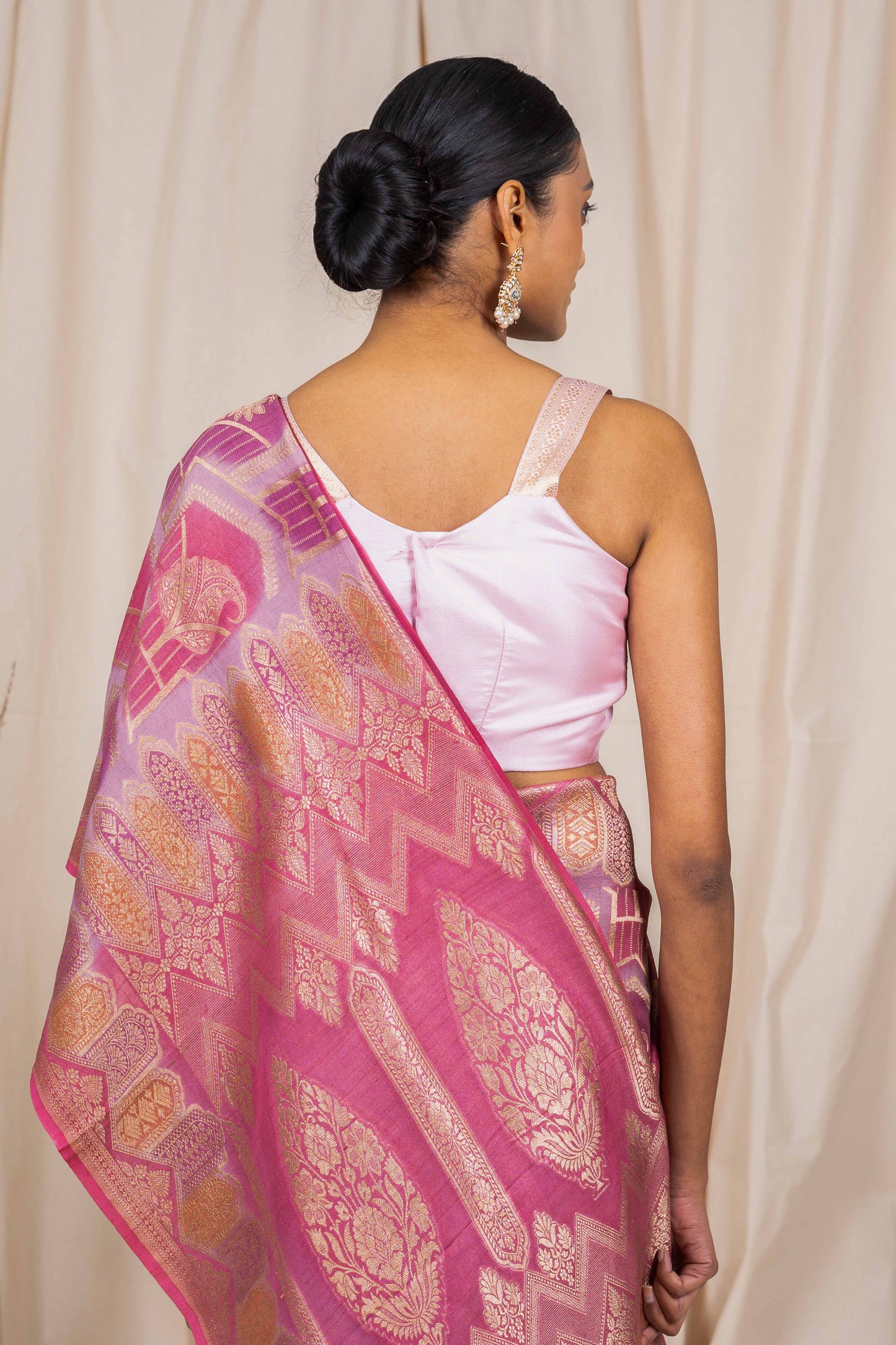 Mauve Tussar georgette Banarasee Handwoven Saree