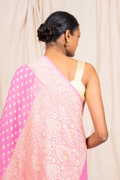 Pink Khaddi Georgette Banarasi Saree