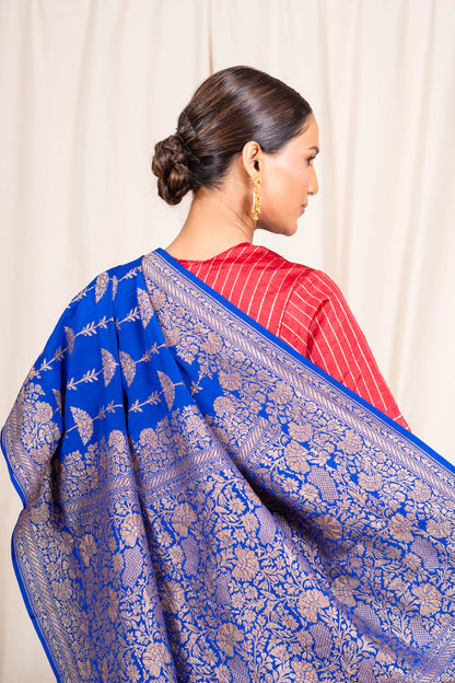 White Banarasee Handwoven Saree