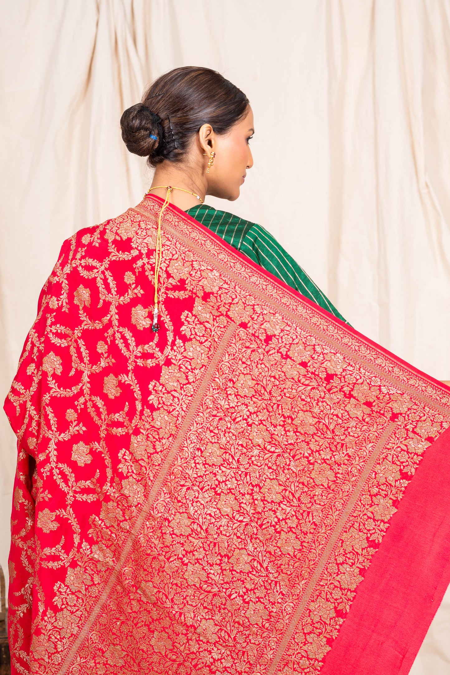 Red Crepe Silk Banarasi Saree