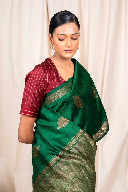 Pink Tussar Silk Handwoven Banaras Saree