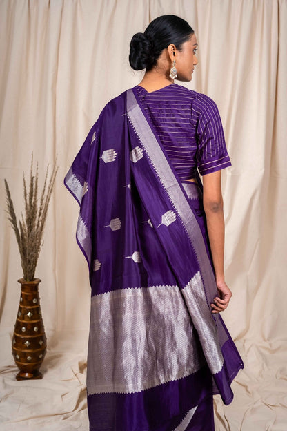 Purple Soft Silk Handwoven Banaras Saree