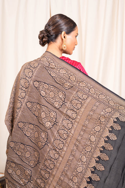 Black Banarasee Handwoven Saree
