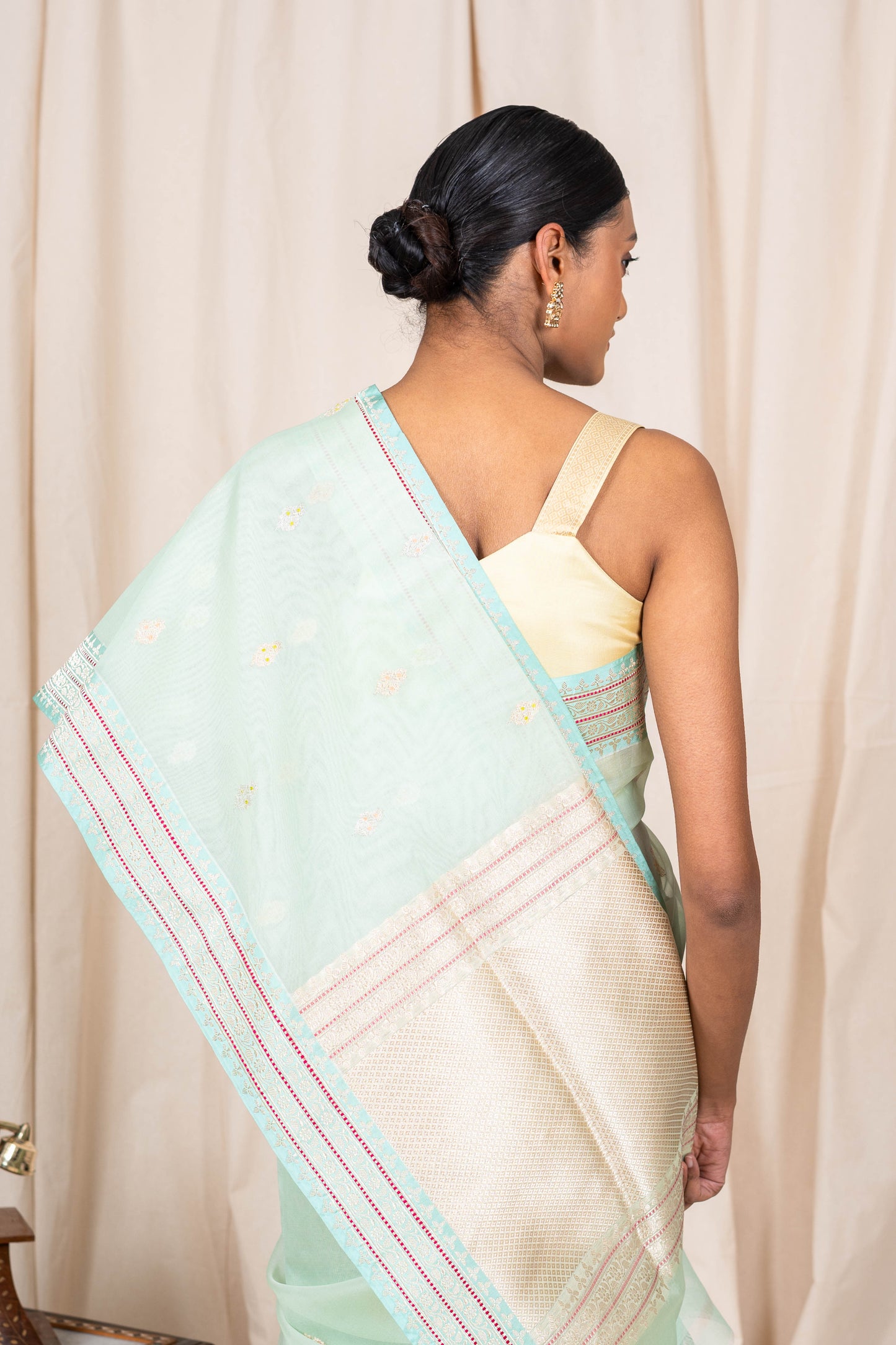 Sea Green Organza Banarasee Handwoven Saree