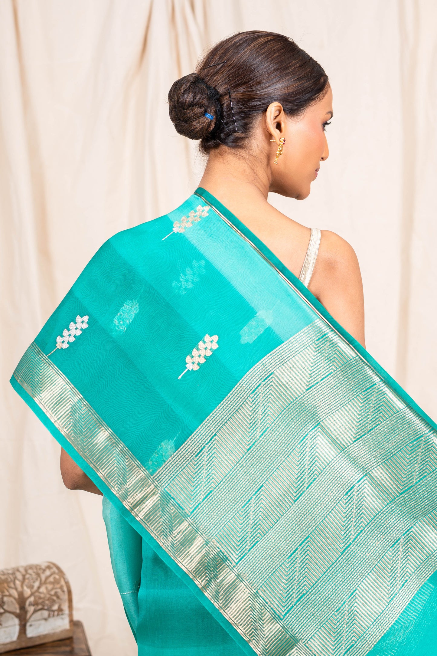 Sea Green Organza Handwoven Banaras Saree