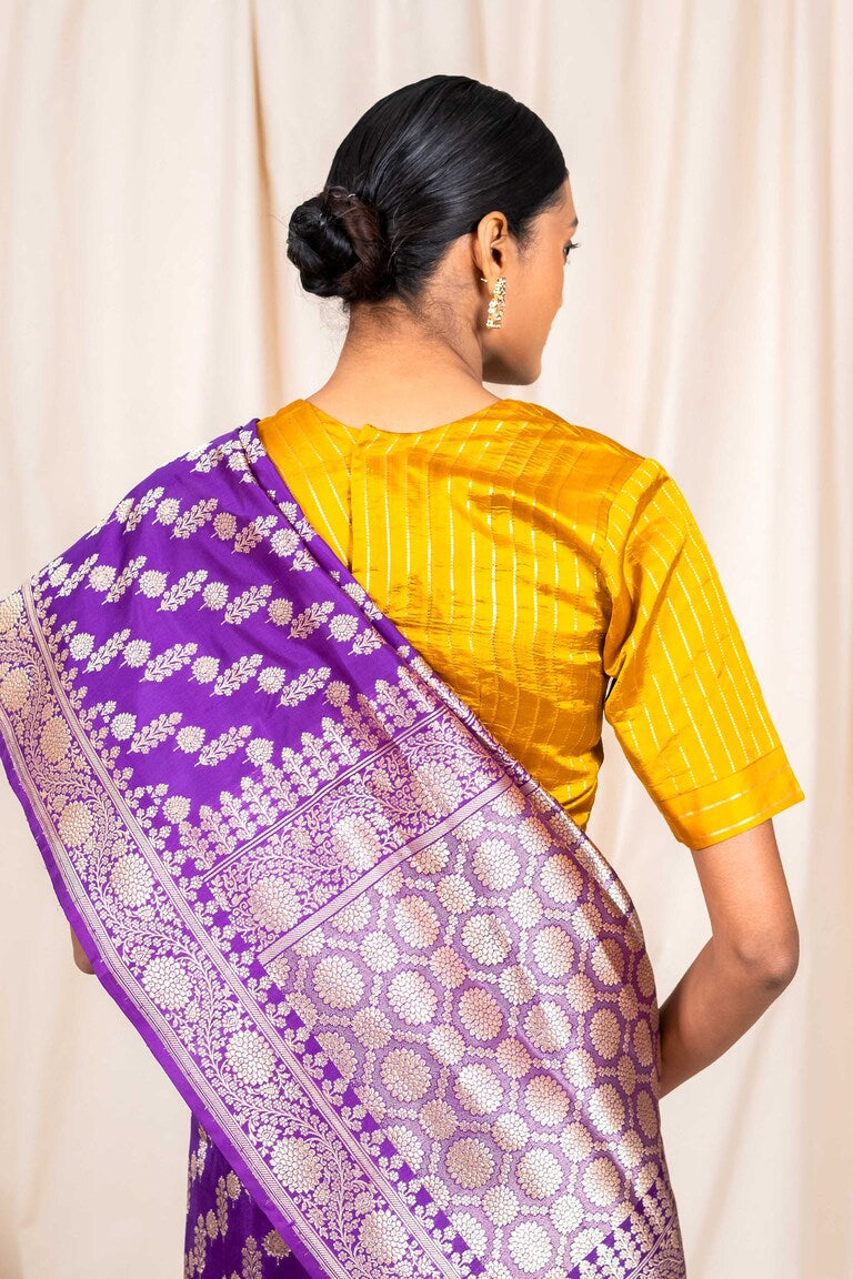 Purple Katan Silk Handwoven Banaras Saree