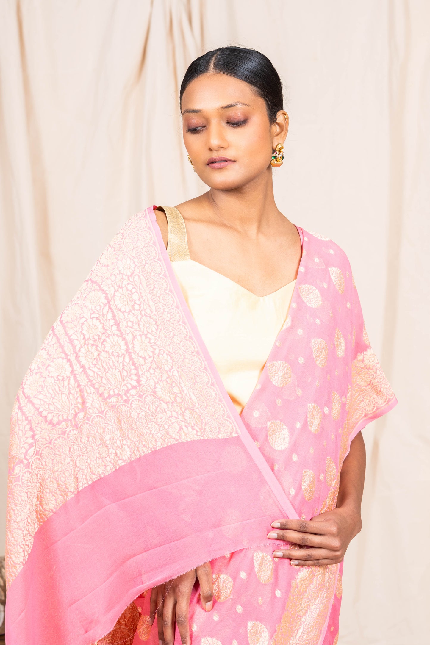 Pink Khaddi Georgette Banarasi Saree