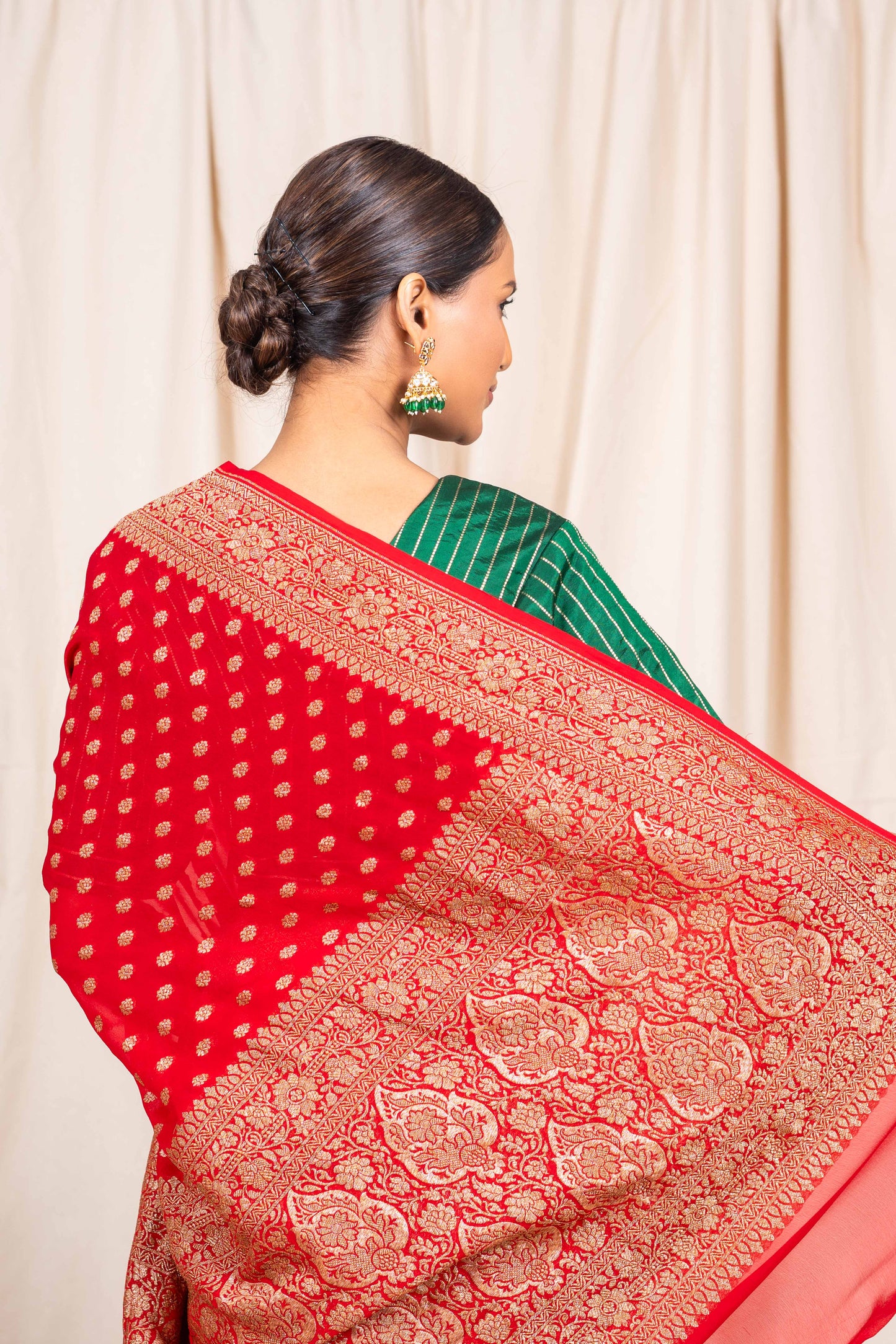 Red Khaddi Georgette Handwoven Banarasee Saree