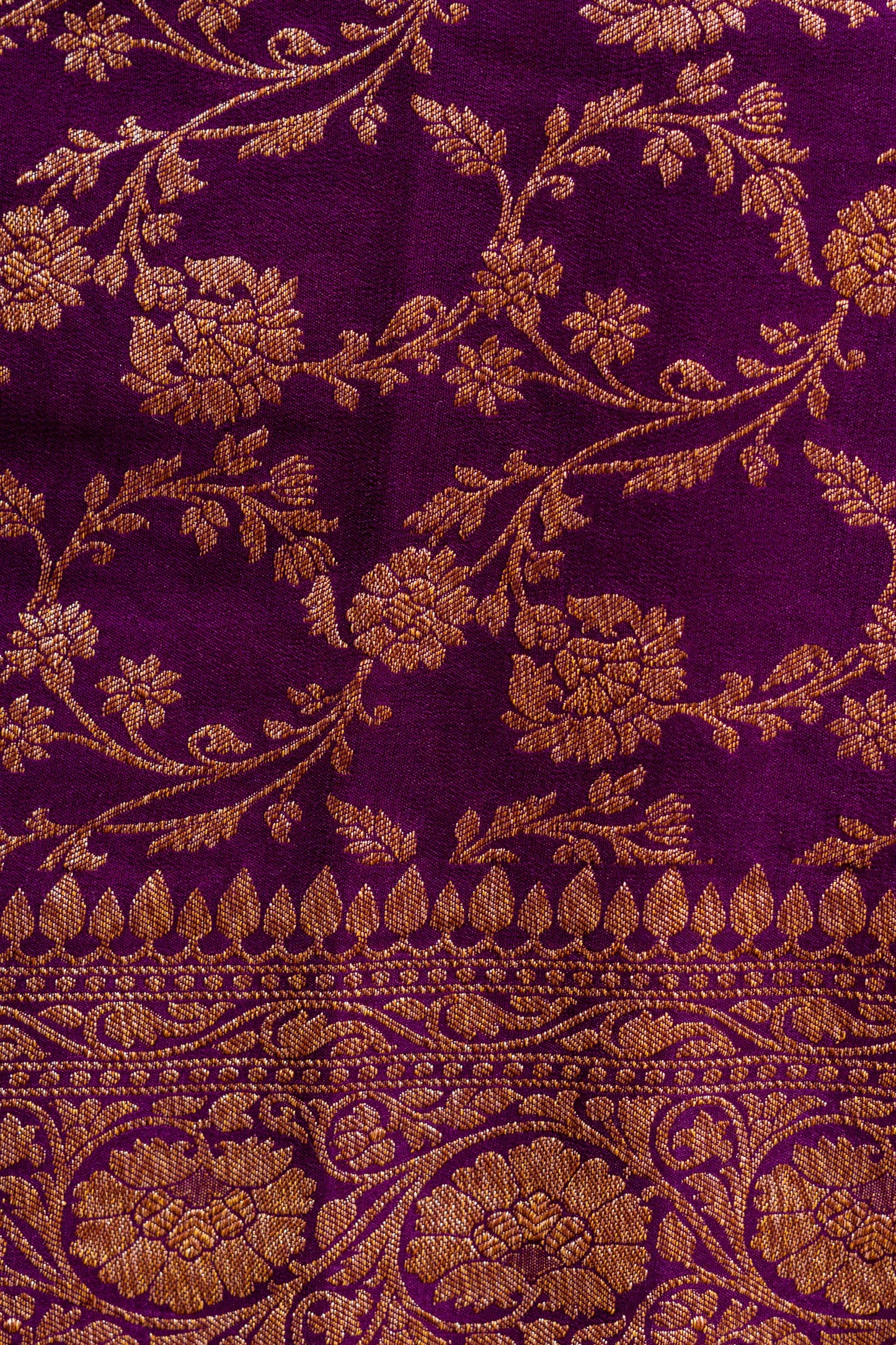 Purple Crepe Silk Handwoven Banarasee Saree