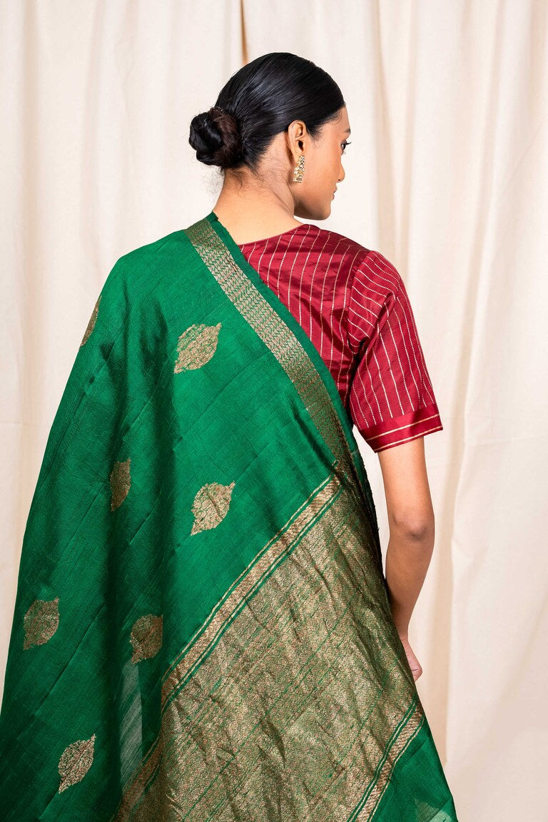 Pink Tussar Silk Handwoven Banaras Saree