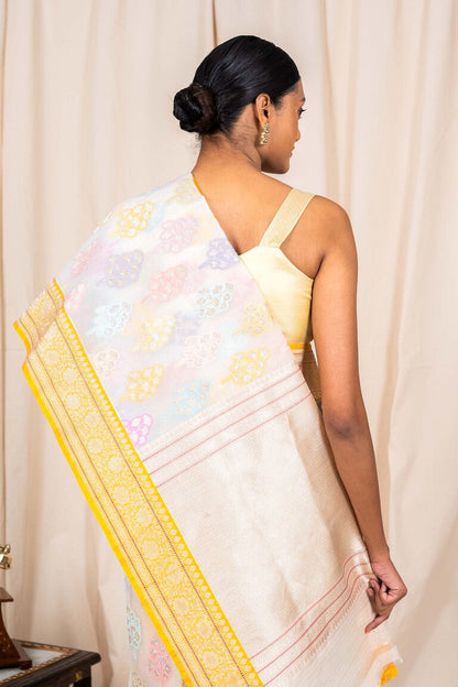Off White Organza Silk Handwoven Banaras Saree