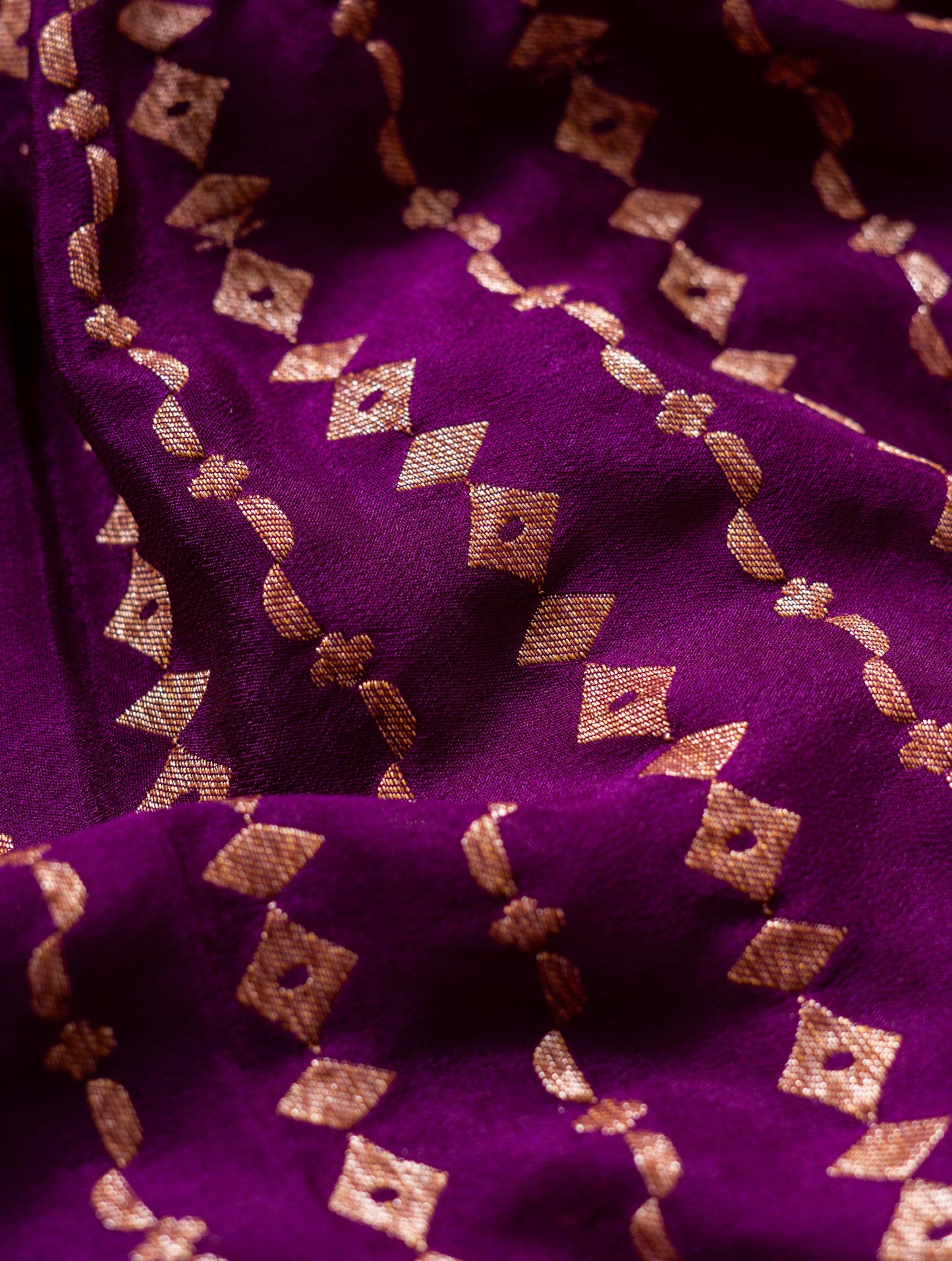 Purple Crepe Silk Handwoven Banarasee Saree