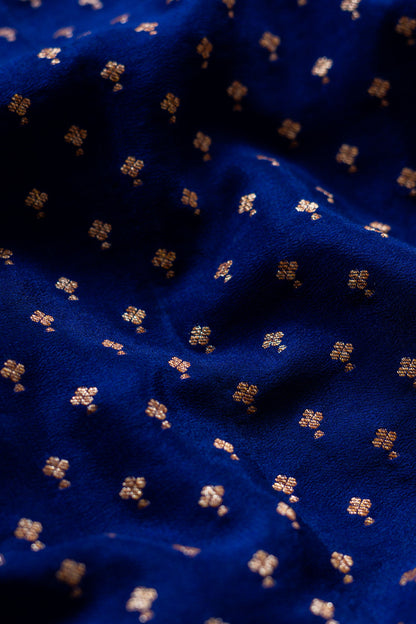 Navy Blue Crepe Silk Handwoven Banarasee Saree