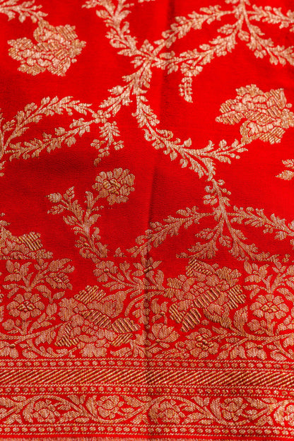 Navy Blue Crepe Silk Handwoven Banarasee Saree