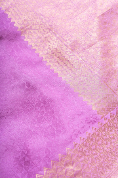 Lavender Mashru Satin Handwoven Banarasee Saree