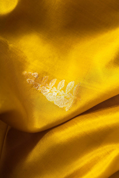 Golden Yellow Soft Silk Handwoven Banaras Saree