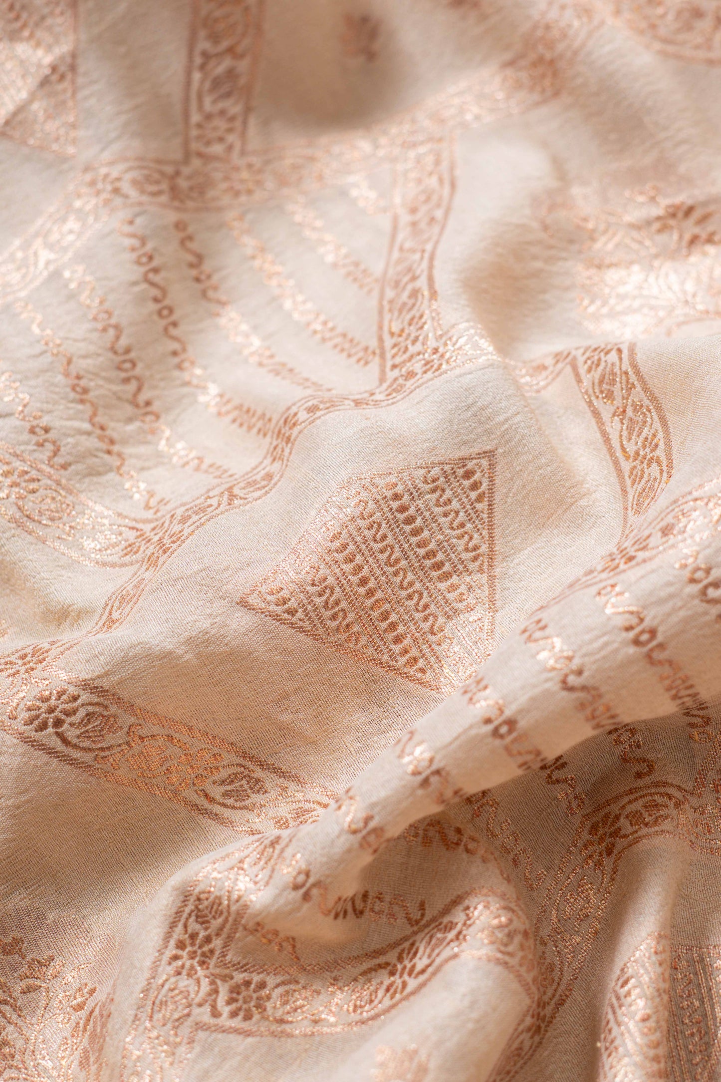 Cream Tussar georgette Banarasee Handwoven Saree