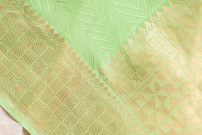 Pastel Green Mashru Satin Handwoven Banarasee Saree