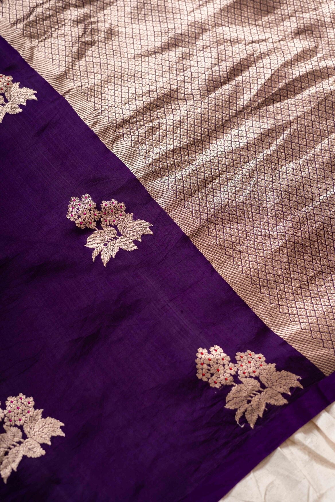 Purple Soft Silk Handwoven Banaras Saree