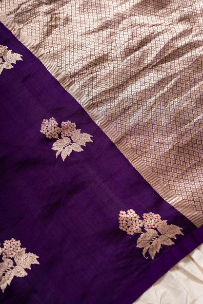 Purple Soft Silk Handwoven Banaras Saree